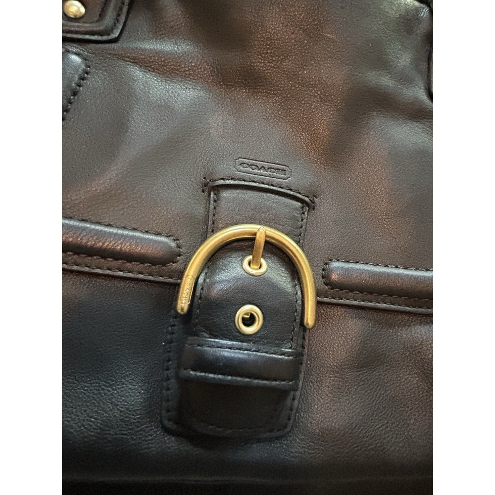 Coach Campbell Buckle Hobo Black Leather Shoulder Bag  Brass Hardware - Picture 3 of 14